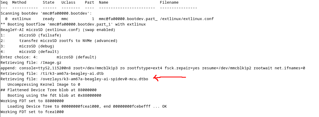 UART console output showing SPI driver initialization